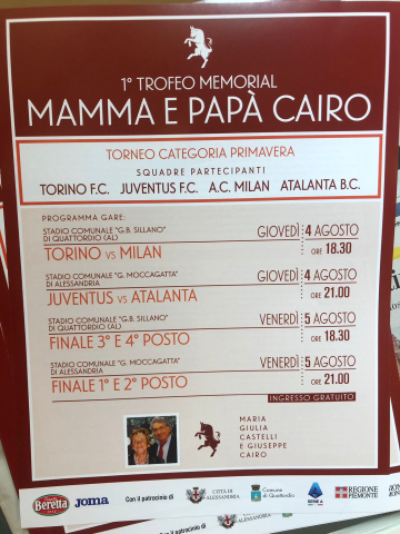 1° Trofeo Memorial "MAMMA e PAPA' CAIRO" - TORINO FC