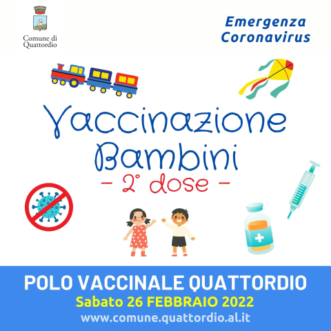 Centro Vaccinale Quattordio - Vaccinazione BAMBINI 5-11 ANNI 2° dose