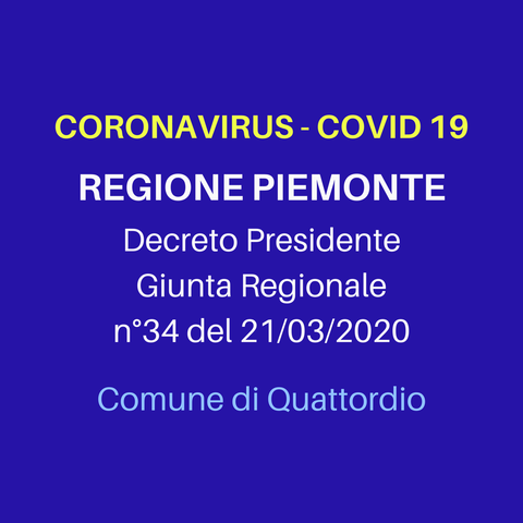 Coronavirus: NUOVE RESTRIZIONI DPGR 34 del 21/03/2020