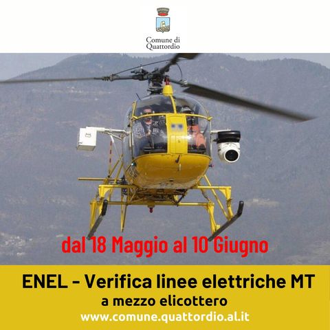 Al via ispezioni a linee elettriche MT Enel con elicottero